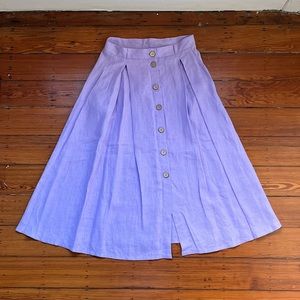 A-line linen midi skirt in lavender purple